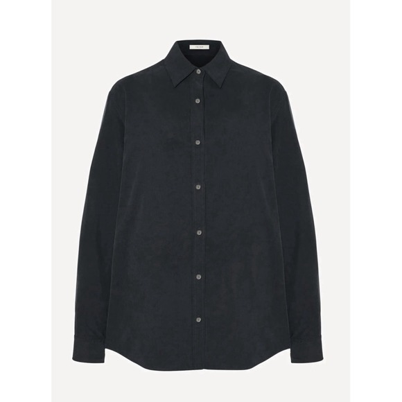The Row Tops - The Row Silk Shirt Semi Sheer Size S Black Oversized